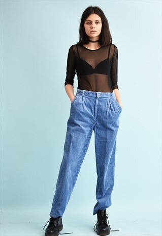 80'S RETRO REGULAR WAIST PASTEL CORDUROY TROUSERS
