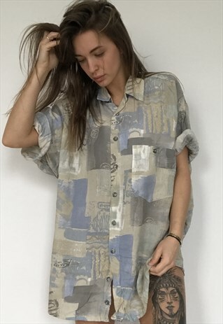 PATTERNED OVERSIZED RETRO VINTAGE UNISEX FESTIVAL SHIRT