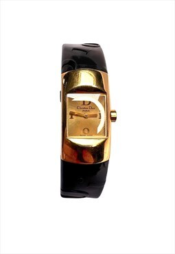 Christian Dior Watch Wristwatch Black Gold Logo Diorific y2k