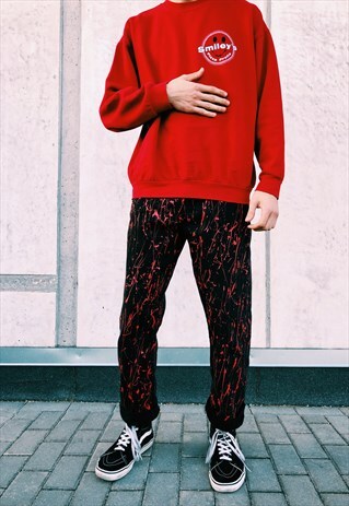 REWORKED VINTAGE 90S HAND PAINTED BLACK JEANS