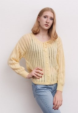 Vintage Women's S M Cardigan Sweater Jacket Blazer Knitted