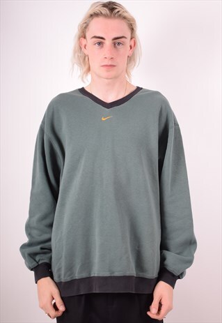NIKE MENS VINTAGE SWEATSHIRT JUMPER MEDIUM GREEN 90S