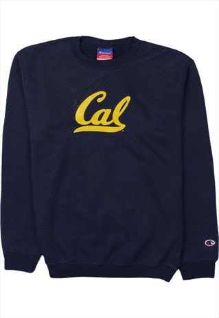 Vintage 90's Champion Sweatshirt Cal Crew Neck Navy Blue