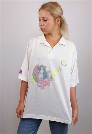 TOPSPIN VINTAGE RETRO 90'S POLO TENNIS T-SHIRT