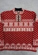 VINTAGE KNITTED JUMPER NORWEGIAN STYLE PATTERED CHUNKY KNIT