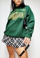 Vintage 90s green digital print sports causal sweatshirt