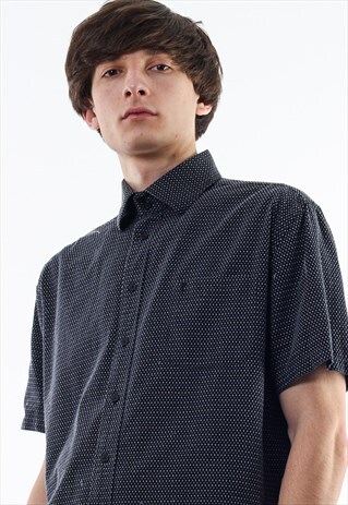 VINTAGE YVES SAINT LAURENT 90S BLACK DOTS WHITE SHORT SLEEVE