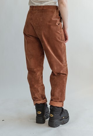 VINTAGE 80S BROWN LEATHER TROUSERS