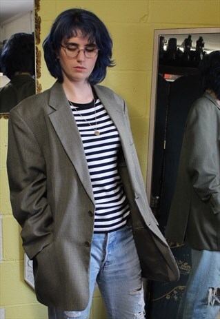 VINTAGE PATTERNED OVERSIZED BUTTON UP BLAZER SIZE L
