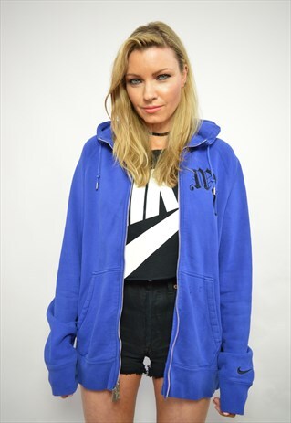 VINTAGE 90S NIKE OVERSIZED BLUE HOODED SWEATSHIRT HOODIE