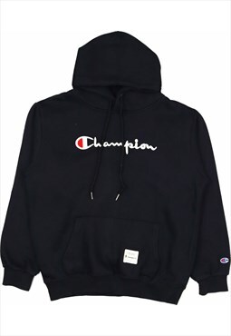 Champion 90's Spellout Pullover Hoodie Large Black