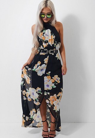 MIA FLORAL SPLIT MAXI DRESS