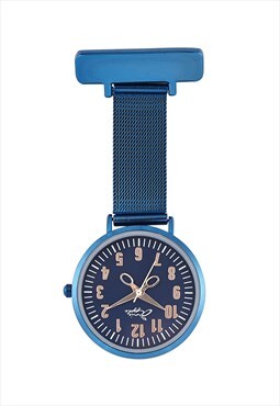 Annie Apple Rose Gold/Blue Mesh Nurses Nurse Fob Watch