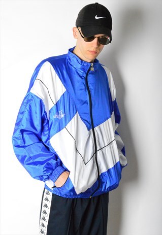 VINTAGE 90S BLUE WHITE SHELL TRACK JACKET