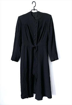 Black Classy Elegant Evening Goth Wrap Maxi Dress L