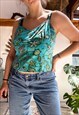 VINTAGE BLUE BOHEMIAN PATTERN STRAPPY TOP - S