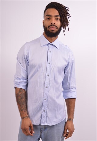 GUCCI MENS VINTAGE SHIRT XL BLUE 90S