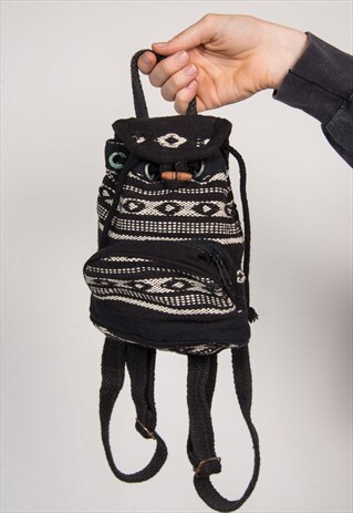 90'S VINTAGE MONOCHROME AZTEC PATTERN MINI BACKPACK