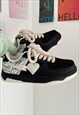 GRAFFITI SNEAKERS CHUNKY SOLE SKATER SHOES IN BLACK