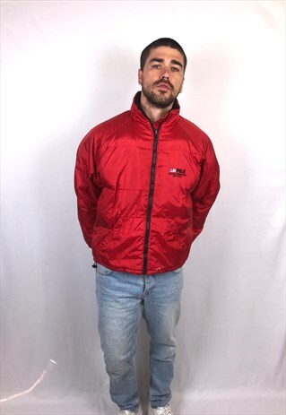 VINTAGE POLO JEANS PUFFER JACKET IN RED