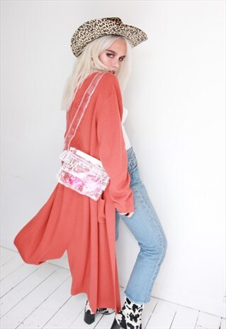 VINTAGE 90S BURNT ORANGE WOOL LONG CARDIGAN