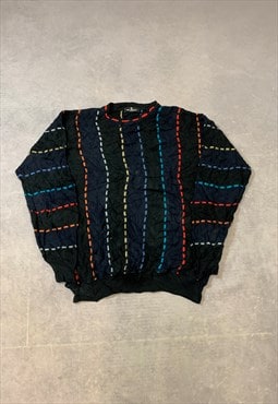 Vintage Knitted Jumper Abstract Patterned Grandad Sweater