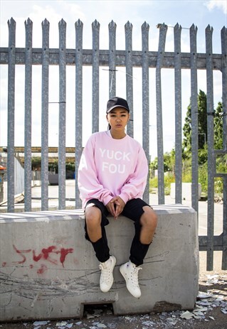 NEW IN - YUCK FOU BABY PINK LONG SLEEVE TEE