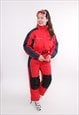 VINTAGE ONE PIECE SKI SUIT, 90S RED SNOWSUIT, WOMEN SKI 