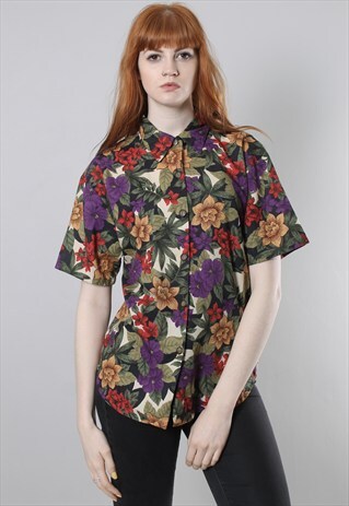 VINTAGE 90S FLORAL PATTERNED SHIRT TOP
