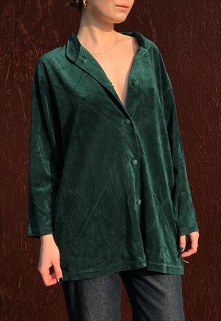 DARK GREEN VELVET BLOUSE
