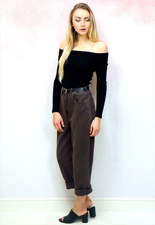 1990S VINTAGE WASHED BLACK HIGH WAIST MOM JEANS
