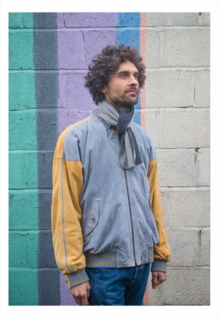 SUEDE BOMBER JACKET GREY / YELLOW