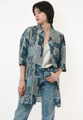 90S LETS GO ABSTRACT PATTERN VINTAGE RARE SHIRT 18550