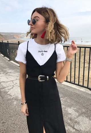 T-SHIRT IN WHITE WITH SLOGAN DANCE EMBROIDERY