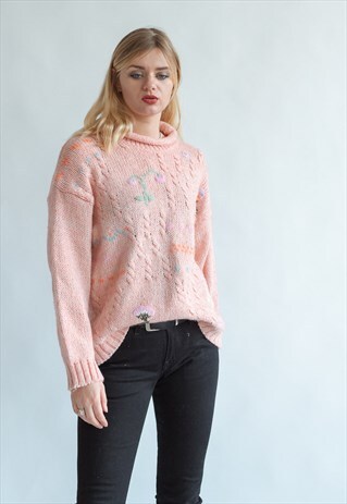 VINTAGE 80S CHIC JUMPER IN PASTEL PINK