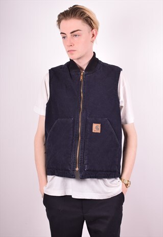 CARHARTT MENS VINTAGE GILET MEDIUM BLUE 90S