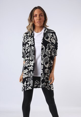 PRINT PATTERNED SHIRT OVERSIZED FITTED UK 20 - 22 (HDAI)