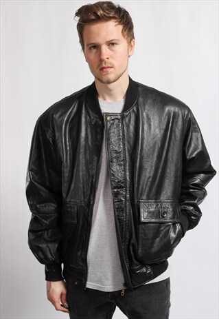 VINTAGE LEATHER BOMBER JACKET