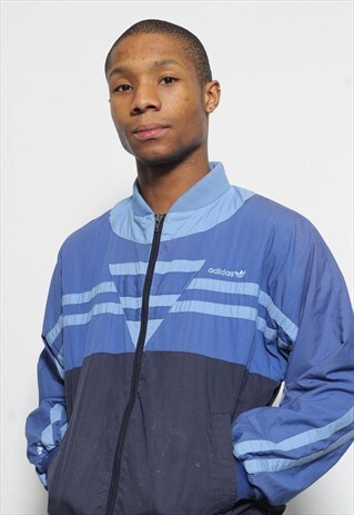 VINTAGE ADIDAS FULL ZIP TRACK JACKET BLUE