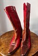 VINTAGE 00S Y2K COWBOY BOOTS  IN RED UK 3 EU 36