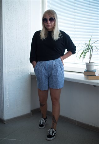 VINTAGE 80'S BLUE REWORKED SHORTS
