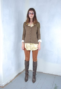Vintage y2k dark rave mesh cardigan jacket fitting in brown 