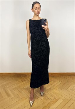 Vintage Sleeveless Velvet Long Dress, Evening Velour Dress