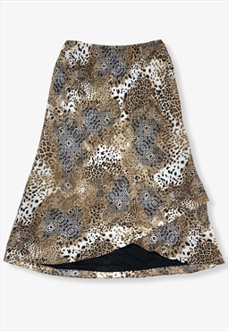 Vintage Wrap Leopard Print Midi Skirt Brown Medium BV12633