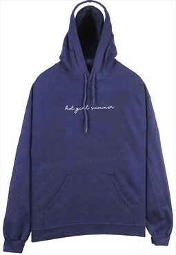 Vintage 90's Gildan Hoodie Pullover Navy Blue Medium