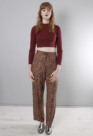 VINTAGE 80S PATTERNED HIGH WAISTED PANT TROUSERS