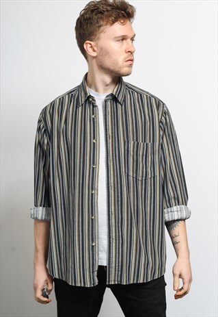 VINTAGE CORDUROY CORD STRIPED SHIRT