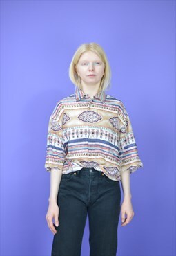 Vintage multicolour graphic 80's short sleeve shirt