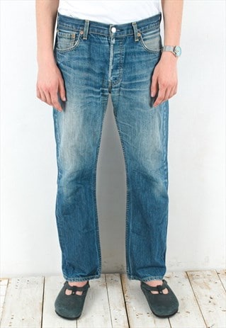 501 Vintage Mens W34 L32 Jeans Denim Pants Trousers Straight