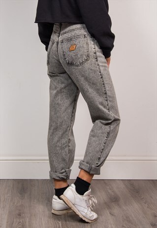 90'S VINTAGE GREY HIGH WAIST MOM JEANS